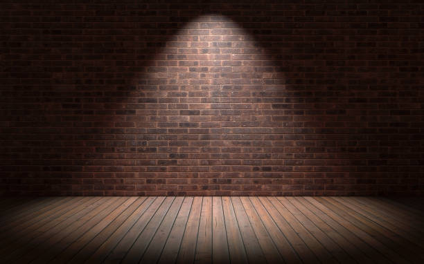 istock Empty room with red brick wall and wooden floor. 3d rendering 959453484