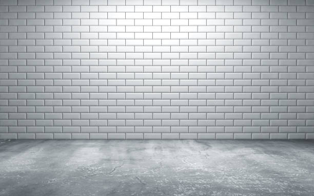 istock Empty room with tiles on wall and concrete floor. 3d rendering 959453724
