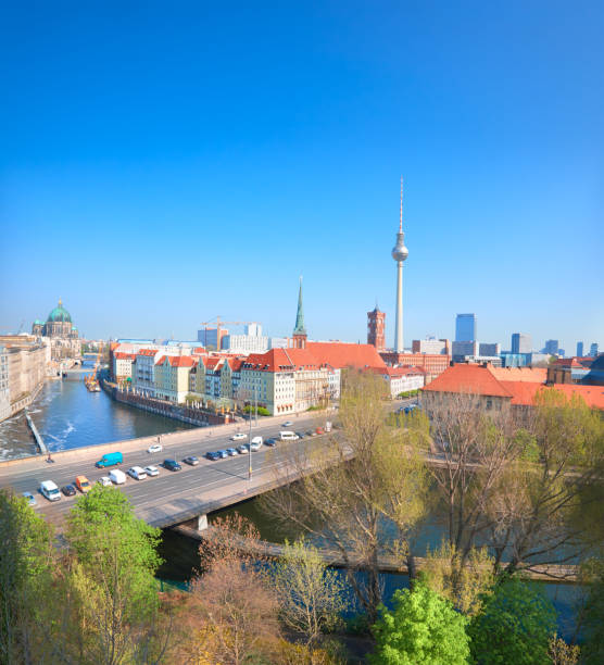 istock Aerial view of central Berlin on a bright day in Spring, panoramic image 959454506