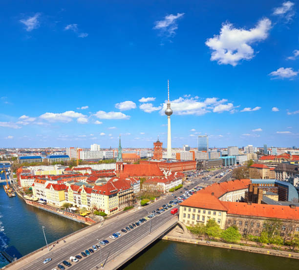 istock Aerial view of central Berlin on a bright day in Spring, including Alexanderplatz 959454900