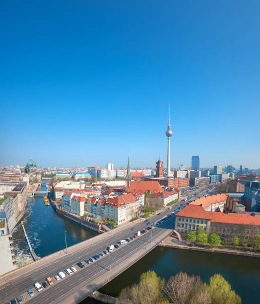 istock Aerial view of central Berlin on a bright day in Spring, panoramic image 959455002