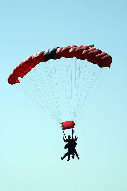 탠덤 스카이 다이빙 - skydiving tandem parachuting coach 뉴스 사진 이미지