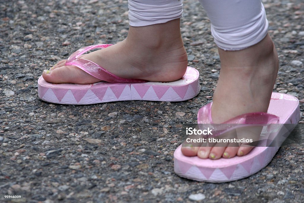 Pretty Pink Sandals, Little Feet  Ankle Stock Photo