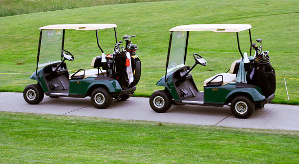 istock Two Parked Golf Carts. Business Negotiations? 95946129