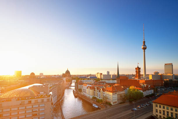 istock Skyline Of Berlin in Germany on a sunset, toned image 959464200