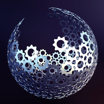 Gear sphere 3d model ( 3d render )