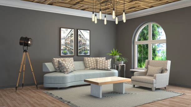 istock Interior living room. 3d illustration 959468530