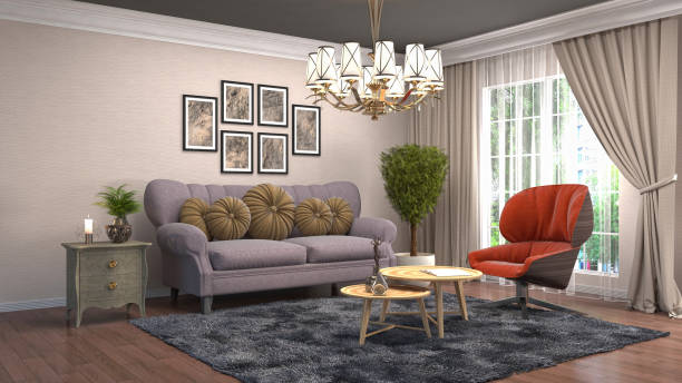 istock Interior living room. 3d illustration 959468546