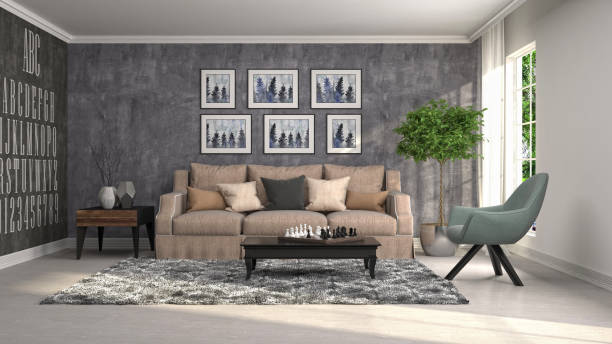 istock Interior living room. 3d illustration 959474092