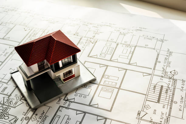 istock Closeup of house plan blueprint 959474626