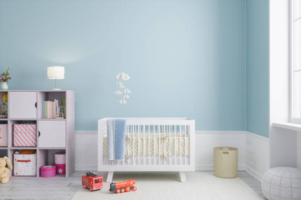 baby room - bedroom nursery domestic room playroom foto e immagini stock