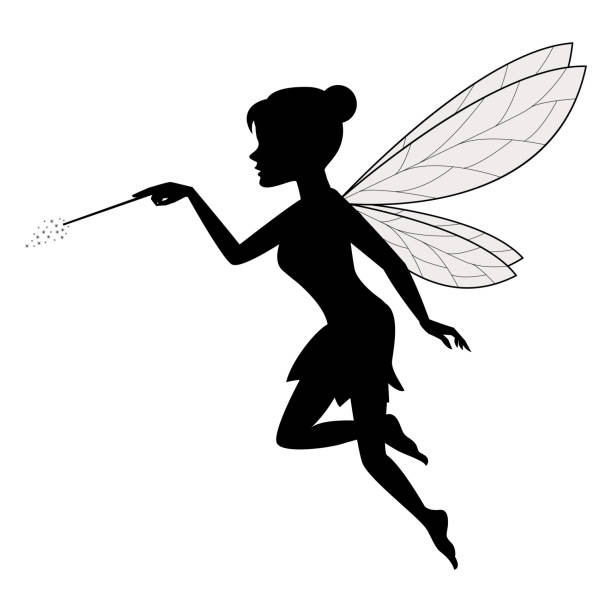 Fairy Waving Her Wand Vector illustration of Fairy Waving Her Wand fairy wings stock illustrations