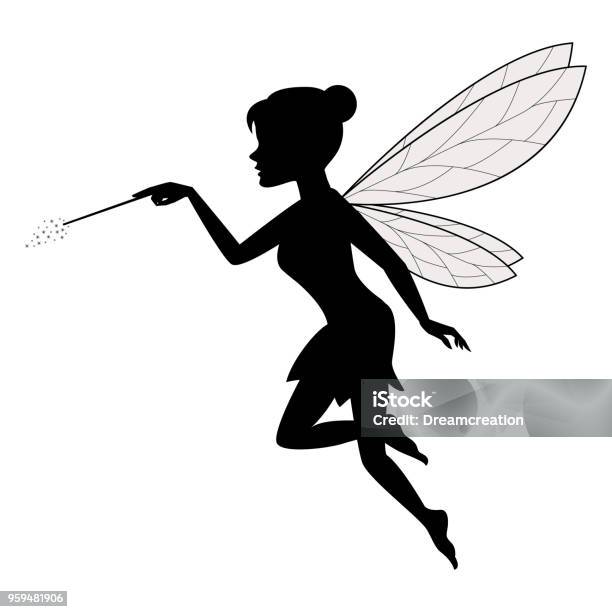 Fairy Waving Her Wand Stock Illustration - Download Image Now - Fairy, Vector, In Silhouette