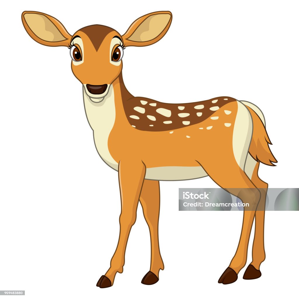 Cute deer cartoon Vector illustration of Cute deer cartoon Fawn - Young Deer stock vector