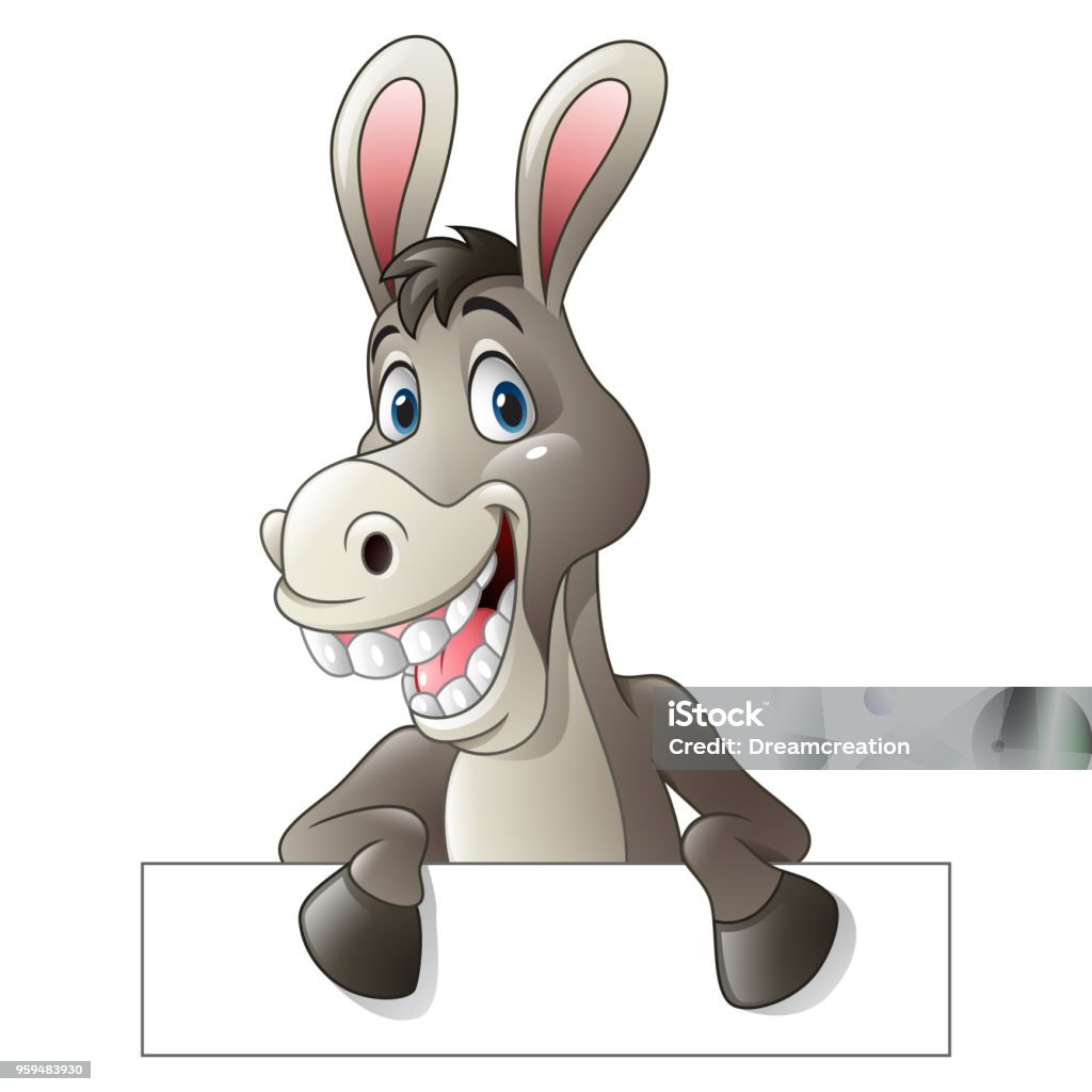 Cartoon Funny Donkey Holding Blank Sign Stock Illustration - Download Image  Now - Donkey, Cartoon, Humor - iStock