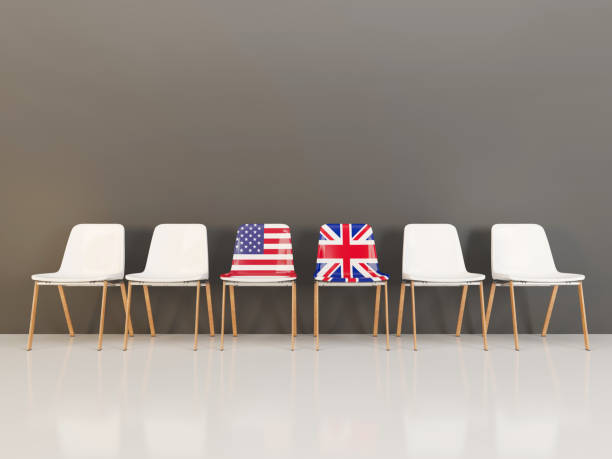 Chairs with flag of usa and uk