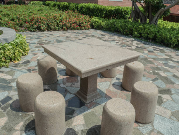 istock Stone table Stone chair in the park 959489444