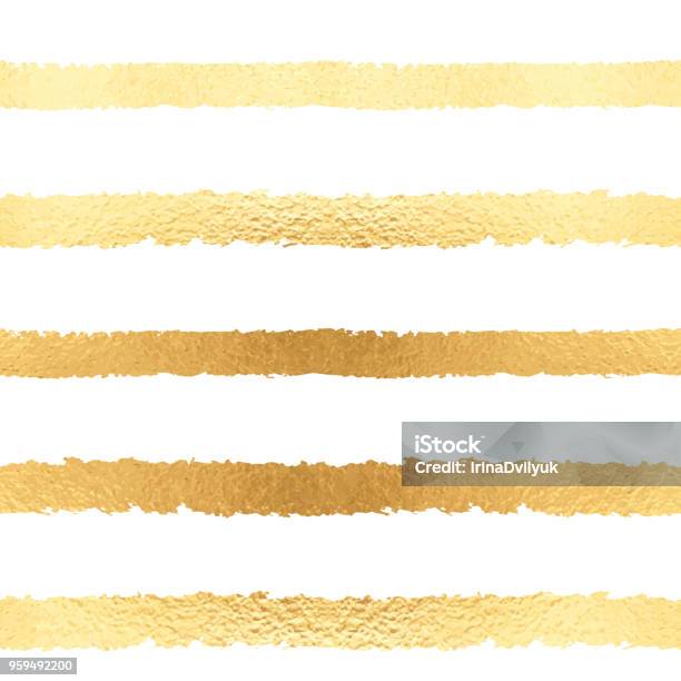 Stripped Shiny Seamless Pattern Stock Illustration - Download Image Now - Gold - Metal, Gold Colored, Foil - Material