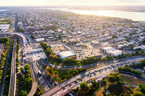 Aerial view of bayonne at sunset. New Jersey. Usa