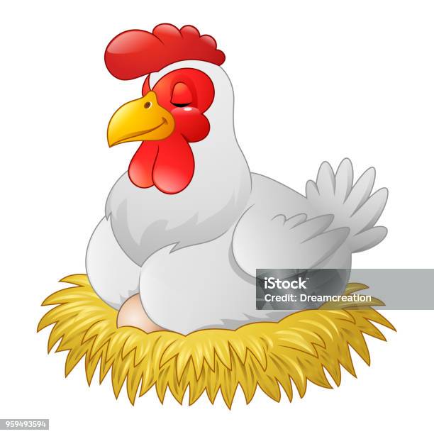 Ilustración de Gallina De Dibujos Animados Incubando Sus Huevos En El Nido  De Paja y más Vectores Libres de Derechos de Nido de animal - iStock