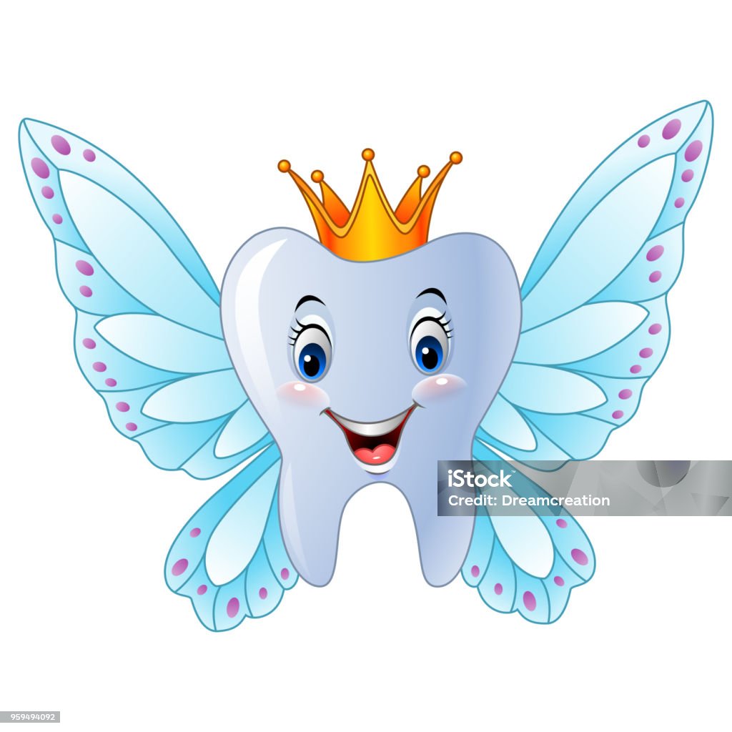 Cartoon smiling tooth fairy Vector illustration of Cartoon smiling tooth fairy Animal Wing stock vector