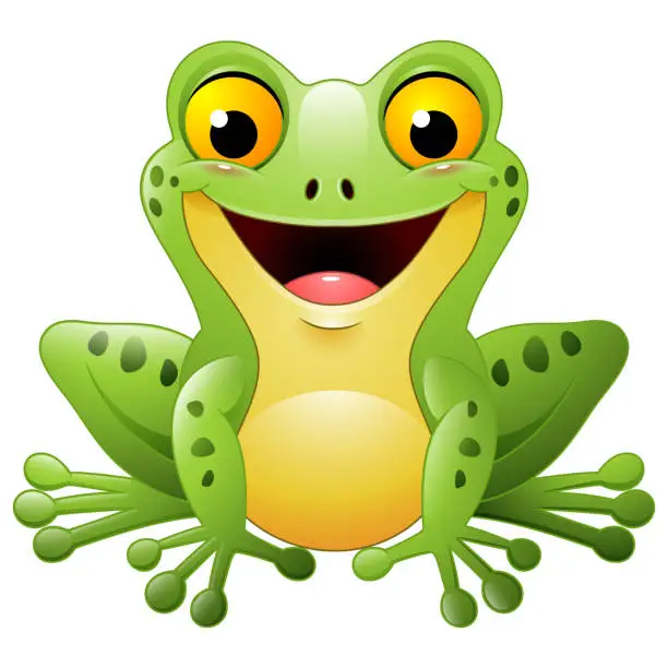 Vector illustration of Cartoon cute frog