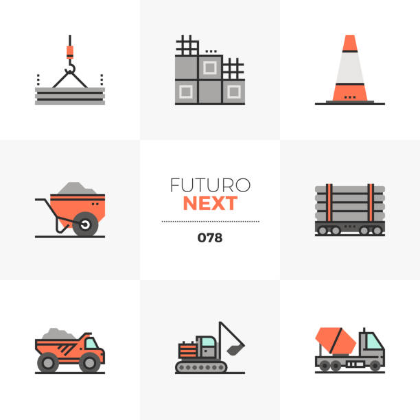 Trasporto di costruzione Futuro Prossime Icone - illustrazione arte vettoriale