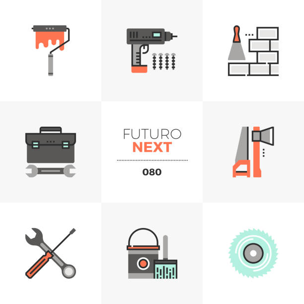 Narzędzia budowlane Futuro Następne ikony – artystyczna grafika wektorowa