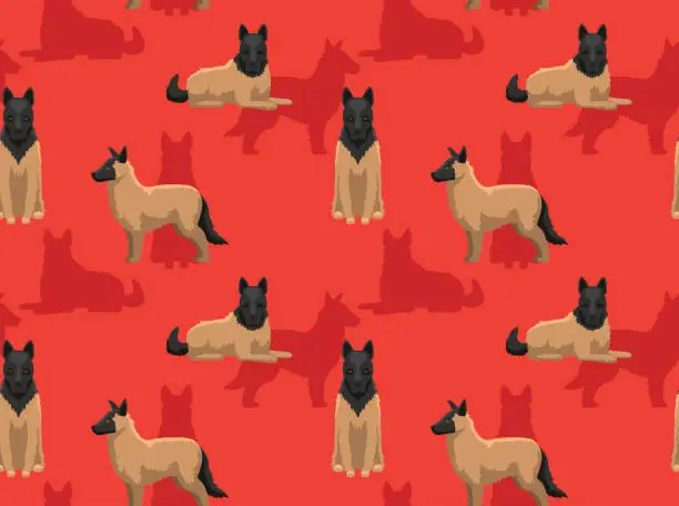 Vector illustration of Dog Tervuren Cartoon Background Seamless Wallpaper