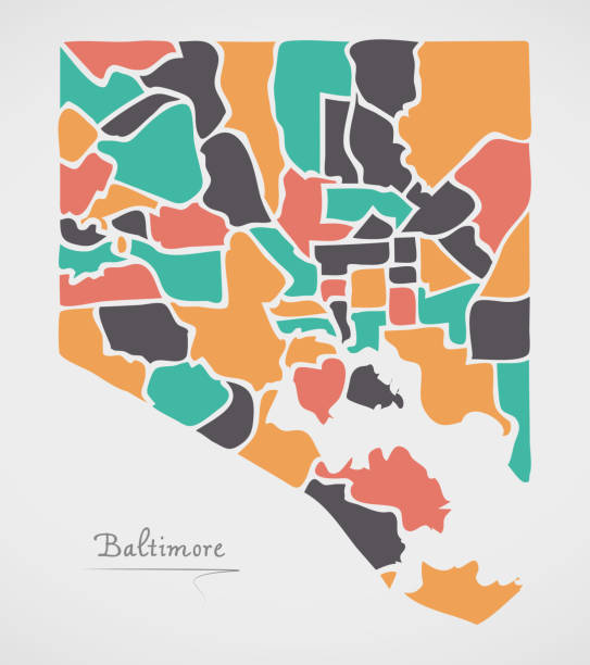 istock Baltimore Maryland Map with neighborhoods and modern round shapes 959503814