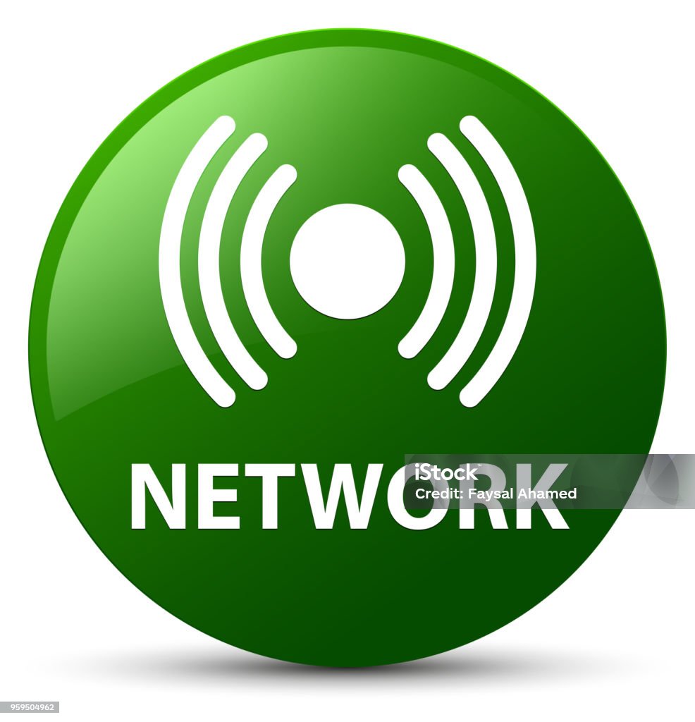 Network Conectivity Button Network Green Round Button Stock Illustration - Download Image Now ...
