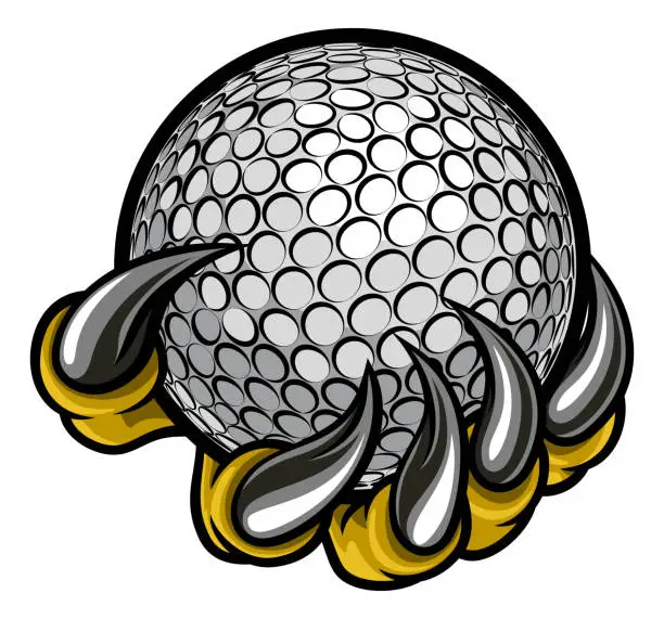 Vector illustration of Monster or animal claw holding Golf Ball