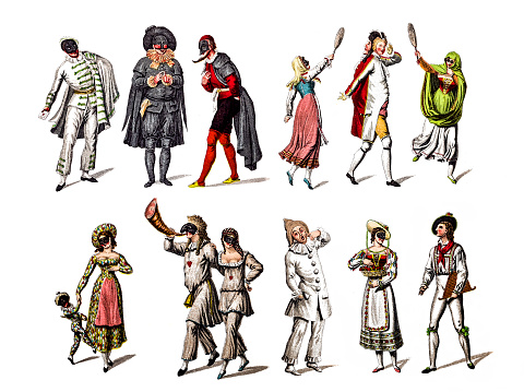 Illustration of a Character from the Commedia dell'arte play