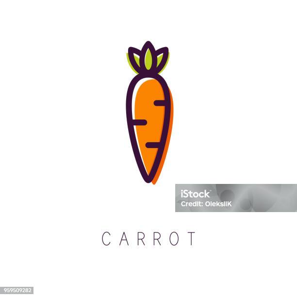 Carrot Logo Line Icon Simple And Clean Style Vector Stock Illustration - Download Image Now