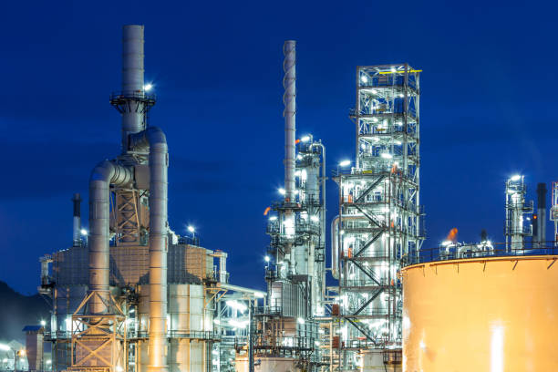 istock Refinery tower in petrochemical with Twilight 959509406