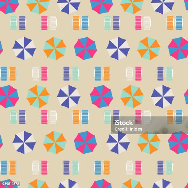 Beach Umbrellas Top View Seamless Vector Pattern Stock Illustration - Download Image Now - Pattern, French Riviera, Beach