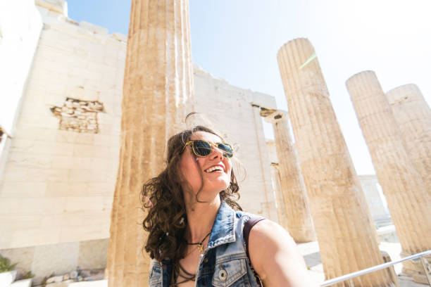 Woman tourist in Acropolis - Athens