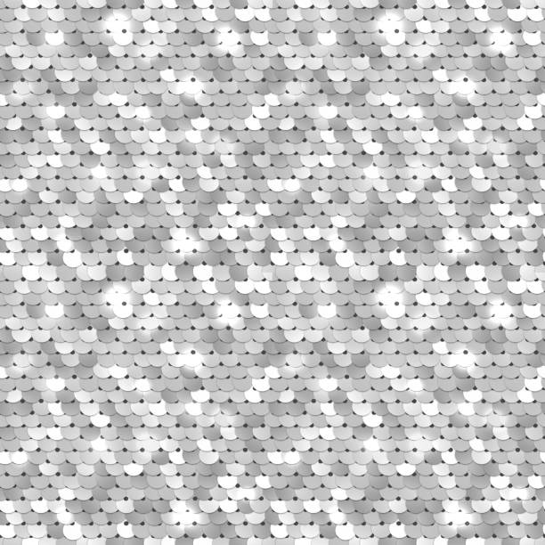 Seamless silver texture of fabric with sequins Seamless silver texture of fabric with sequins sequin stock illustrations