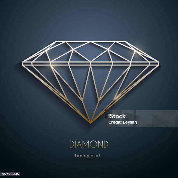 Abstract Luxury Template With Gold Diamond Outlined Shape Eps10 Vector Stock Illustration - Download Image Now