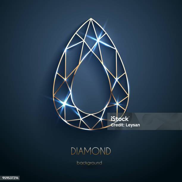 Abstract Luxury Template With Golden Diamond Outlined Shape Eps10 Vector Stock Illustration - Download Image Now