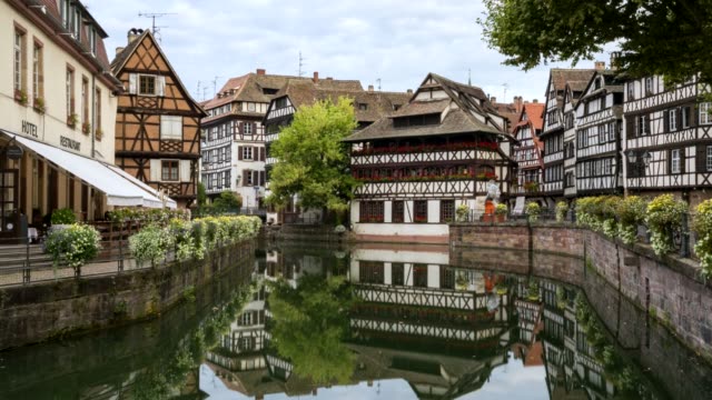 Hyperlapse moving Timelapse of Strasbourg city center beautiful houses in France