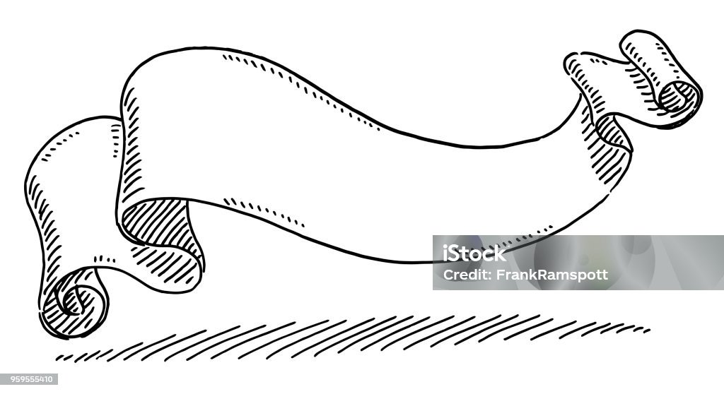 Paper Scroll Banner Drawing Hand-drawn vector drawing of a Blank Paper Scroll Banner. Black-and-White sketch on a transparent background (.eps-file). Included files are EPS (v10) and Hi-Res JPG. Paper Scroll stock vector