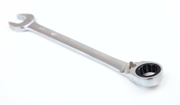 istock Metal spanner closeup isolated on white background 959560308