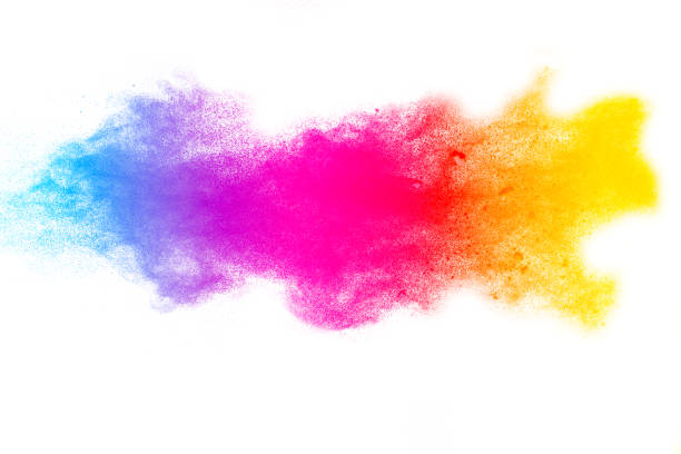 istock Multi color powder explosion isolated on white background. Colored dust splash cloud  on white background. Launched colorful particles on background. Painted Holi in festival. 959560638