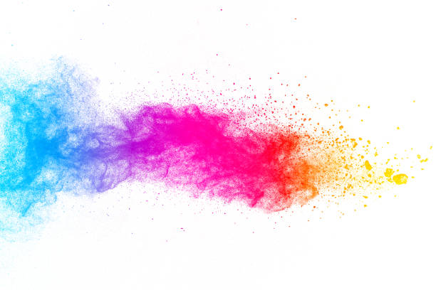 istock Multi color powder explosion isolated on white background. Colored dust splash cloud  on white background. Launched colorful particles on background. Painted Holi in festival. 959560858
