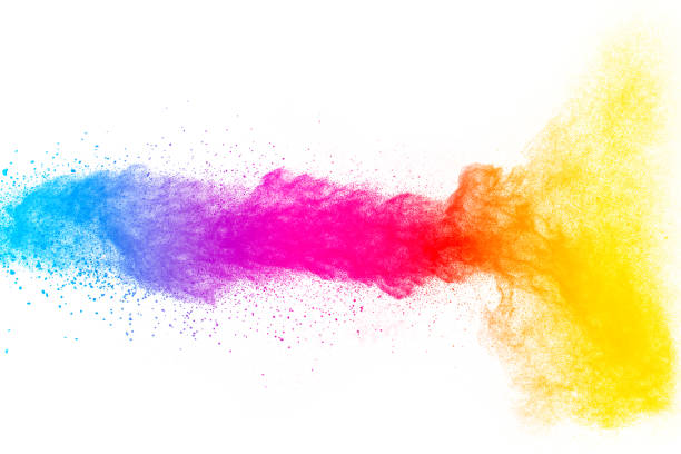 istock Multi color powder explosion isolated on white background. Colored dust splash cloud  on white background. Launched colorful particles on background. Painted Holi in festival. 959561290