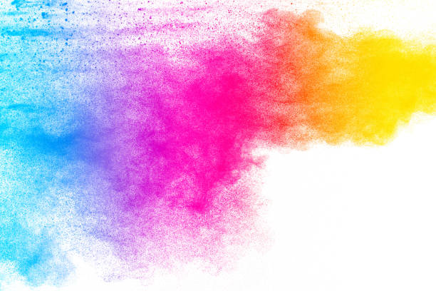 istock Multi color powder explosion isolated on white background. Colored dust splash cloud  on white background. Launched colorful particles on background. Painted Holi in festival. 959561390