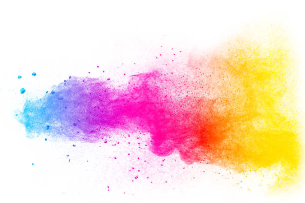 istock Multi color powder explosion isolated on white background. Colored dust splash cloud  on white background. Launched colorful particles on background. Painted Holi in festival. 959561460