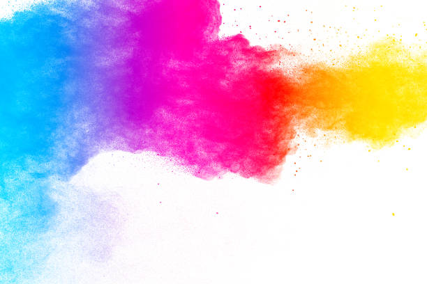 istock Multi color powder explosion isolated on white background. Colored dust splash cloud  on white background. Launched colorful particles on background. Painted Holi in festival. 959561468