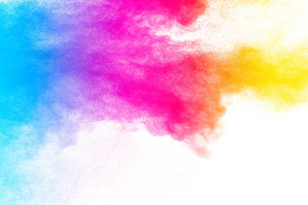 istock Multi color powder explosion isolated on white background. Colored dust splash cloud  on white background. Launched colorful particles on background. Painted Holi in festival. 959561506